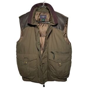 COLEMAN Down Vest Hunting Leather Corduroy Men's Large Outdoors Collar Puffer